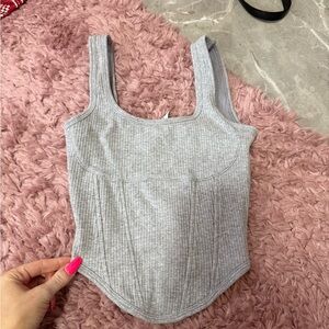 PINK Victoria's Secret Light Gray Ribbed Square Neck Tank